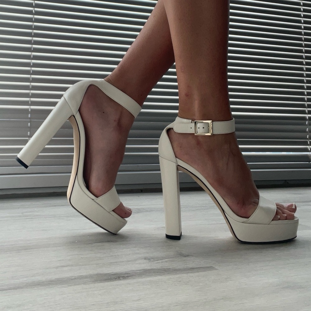 White ankle strap jimmy choo heel 37.5